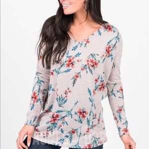 Urban Pullover V-Neck Peach/Sienna Floral XXL18-20